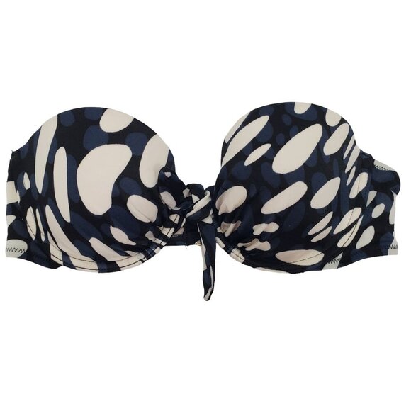 Victoria's Secret Biofit Navy White Polka Dot Underwire Strapless Bikini Top 32B - Picture 1 of 8